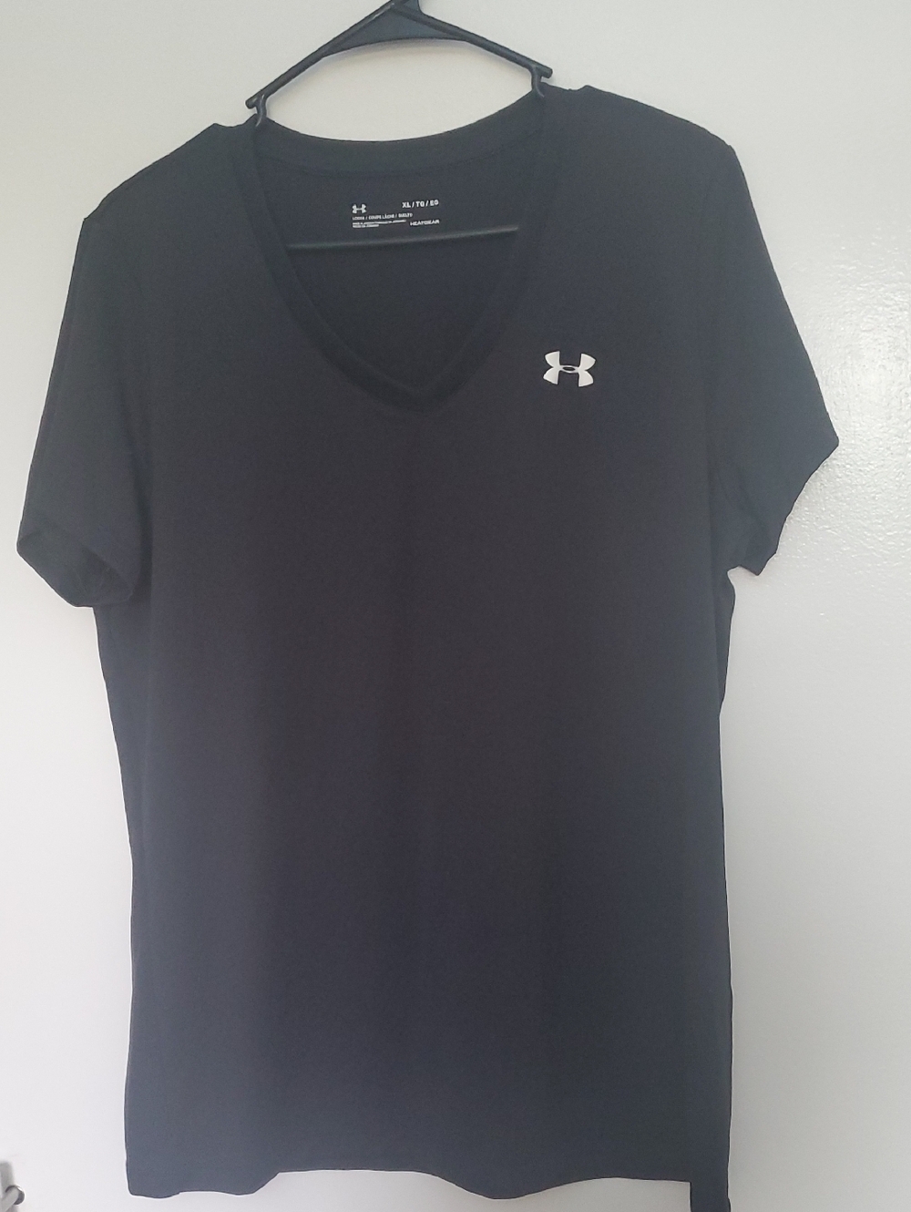 Under Armour Black V-Neck Athletic Tee with White Logo